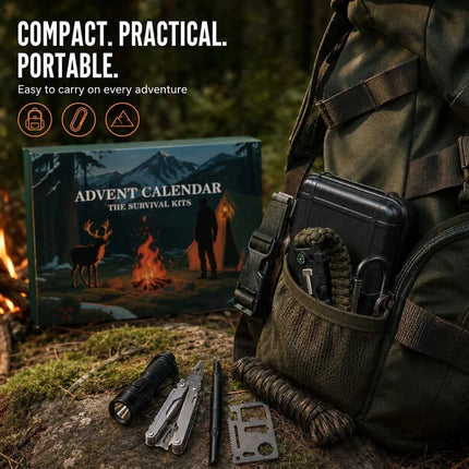 24 Day Survival Kit Advent Calendar Outdoor Camping Hiking Fishing Tool Gift Set
