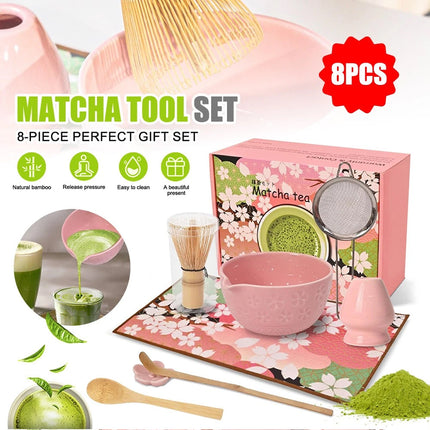 8PC with Spout Matcha Whisk Set Food Grade Japanese Chasen Stirring Perfect Gift