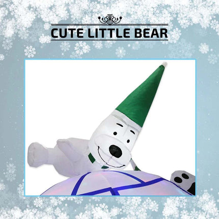 Inflatable Christmas Bear Family & Igloo W/ Disco Lights 1.85M Xmas Decor Gift