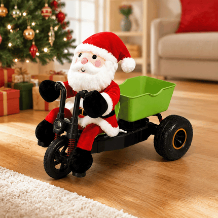 2.4GHz Santa Claus Remote Control Tricycle, Anti-Tip 3-Wheel RC Motorcycle Gift
