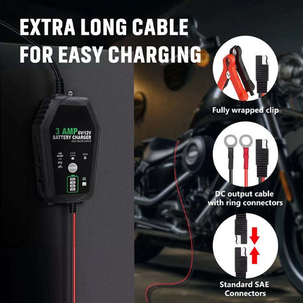 6V 12V Portable Car Battery Charger Trickle Pulse Repair Boat Caravan Motorcycle