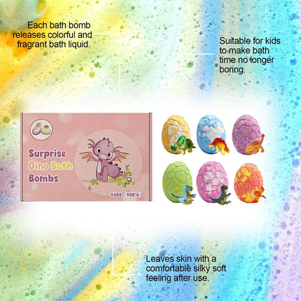 6Pcs Dinosaur Egg Bath Bombs For With Surprise Toys Inside Bath Salt Ball