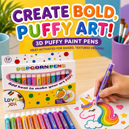 12Pcs/2Set 3D Magic Puffy Pens Paint Bubble Pen  3D Art Popcorn Pens     （12PCS/2Set）