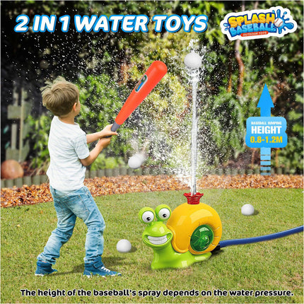 1 Set Water Sprinkler Baseball Toy Outdoor Play 2 In 1 Snail Water Game