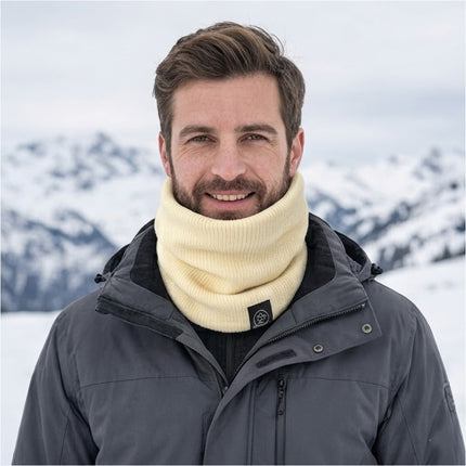 For Women Men Neck Warmer Tube Winter Knitted Scarf Thermal Warm Thicken Chunky Beige
