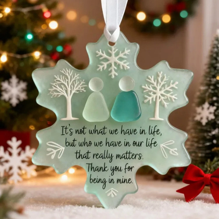 Snowflake Shaped Sea Glass Friendship Ornament Christmas Decoration Gifts