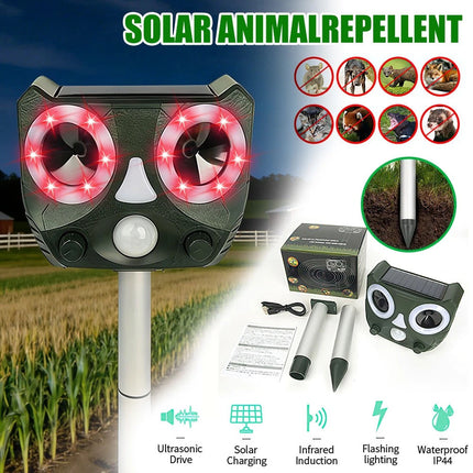Solar Ultrasonic Bird Repeller Motion Sensor Animal & Pets Rat Possum Repellent