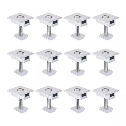 12 x Solar Panel Middle Clamps 35mm Aluminium Solar Panel Mount Mid Clips Silver