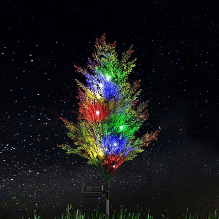 2Pcs Solar Garden Lights Waterproof LED Pine Tree Stake Lamp Garden Lawn Yard Decor