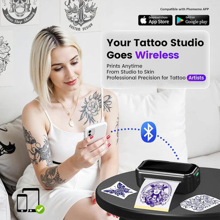 Bluetooth Tattoo Stencil Printer Wireless Thermal Machine with 30 Papers