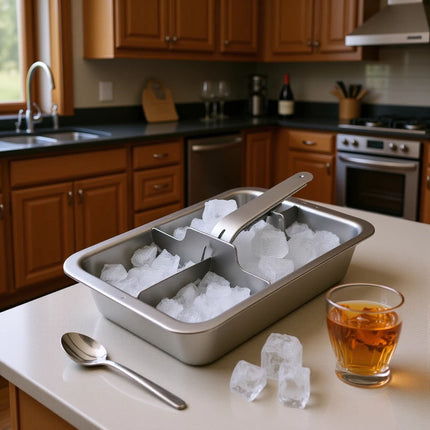 Stainless Steel Ice Cube Tray 6 Slot Removable Ice Cube Maker with Handle