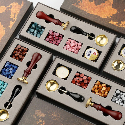DIY Custom Stamps Wax Seal Box Kit Detachable Stamp Spoon Sealing Gift