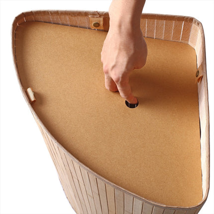 Home Foldable Bamboo Corner Laundry Hamper Natural Brown