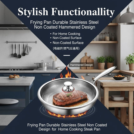 Frying Pan Scratch-Resistant Non Stick Cookware Titanium Hammered Induction