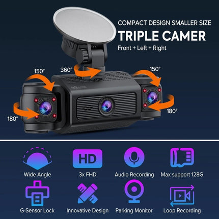 1080P Front and Rear Inside Car Dash Cam Night Vision Dash Camera Loop Recording