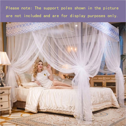 White 4 Corner Gauze Bed Canopy Mosquito Netting 150x200cm