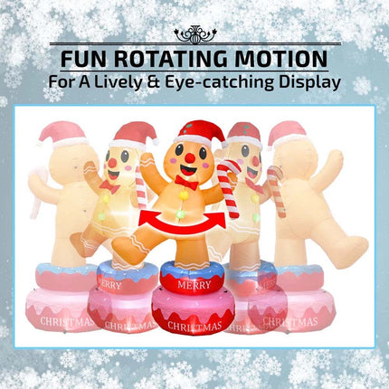 Inflatable Christmas Rotating Gingerman W/ LED Lights 1.86M Xmas Decor Outdoor