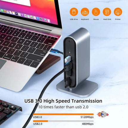 12 Ports HD/VGA/Audio/TF card/USB 3.0/PD 100W Fast Charging Charger Dock Station