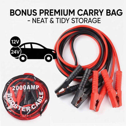 2000AMP Jumper Leads 4M Long Protection Car Battery Boost Cables Heavy Duty