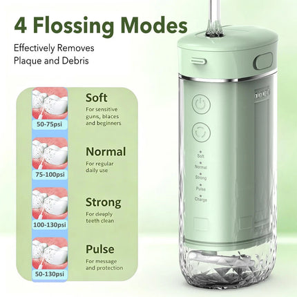 Foldable Oral Irrigator Water Jet Dental Teeth Flosser Tooth Cleaner 4 Nozzles