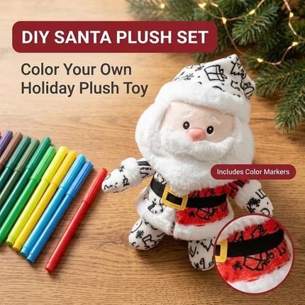 Paintable DIY Paintable Santa Claus Plush Toy Home Festive Decorations with pens