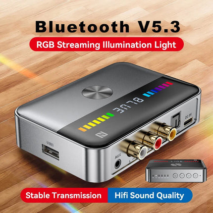 Wireless Bluetooth 5.3 Audio Transmitter Receiver HiFi Music Adapter AUX RCA NFC