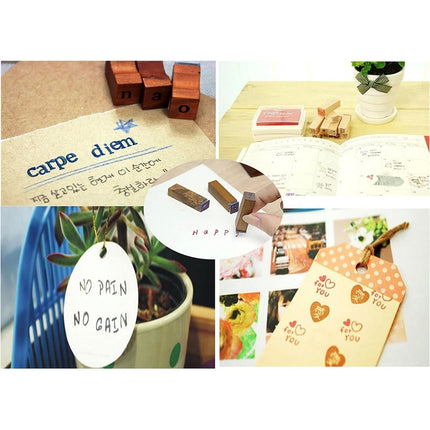 DIY Number And Alphabet 70pcs Letter Wood Rubber Stamps Set With Wooden Box Case