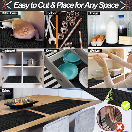 45x150cm Non Slip Liner Heavy Duty Drawer Kitchen Cupboard Shelf Grip Mat   (2 rolls x Black)