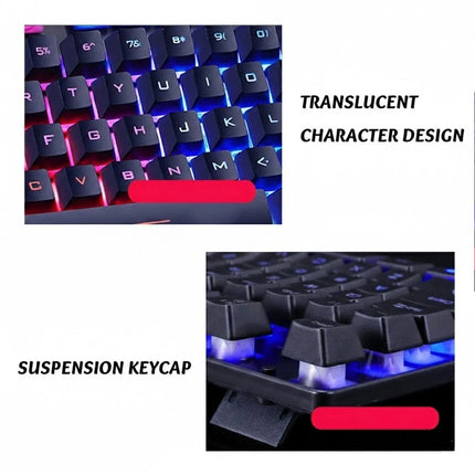 Ergonomic USB Rainbow Backlight T6 Keyboard and Mouse Kit for PC Laptop