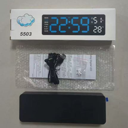 Large Digital Big Jumbo LED Wall Desk Clock Display With Calendar Temperature