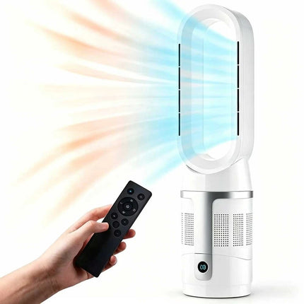 White 2-in-1 Cooling & Heating Bladeless Tower Fan with Remote