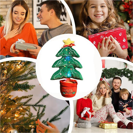 Electric Swinging Christmas Tree LED Light Plush Cartoon Holiday Tabletop Decor