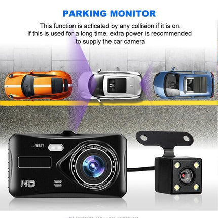 Dash Cam 4 Inch LCD Car DVR Driving Recorder Dual Lens Camera 1080P Vehicle Video