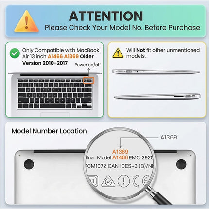 For 13 Inch MacBook Air A1369 A1466 Laptop Case Cover With Keyboard Cover