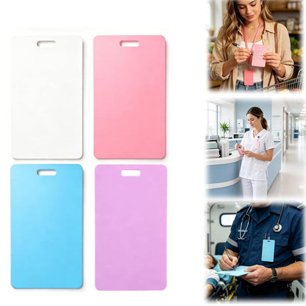 Erasable Badge Notes, Mini Erasable Whiteboard for ID Badge 4PCS Vertical (white+pink+blue+purple）