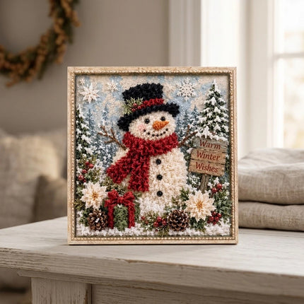3D Christmas Fabric Poke Art Kit, DIY Punch Craft Set with Frame Decor