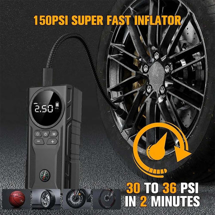 Car Jump Starter 39800mAh Portable Power Bank Booster with Auto Air Compressor