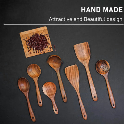 Wooden Utensils Set For Kitchen Messon Handmade Natural Wooden Cooking Spoons