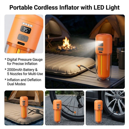 Portable Air Pump for Inflatables 430L/min Ultra Fast Air Mattress Pump, 2000 MA