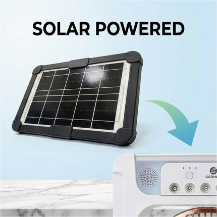 Portable Solar Air Cooler Fan with Humidifier Bluetooth Speaker and Camping Light