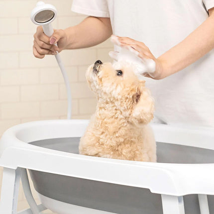 Foldable Pet Bath Tub with Adjustable Stand Portable Grooming Station Non-slip