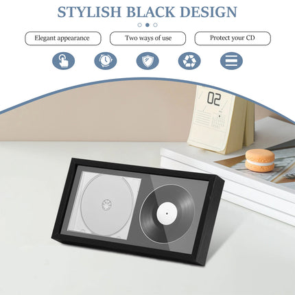 CD Frame Display Case Wood CD Display Frame With Bracket Hook Double
