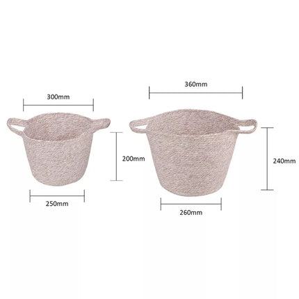 2 Piece Set Handmade Storage Baskets Cotton Rope Laundry Clothes Organizer