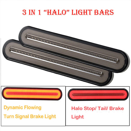 2Pcs Halo Neon LED TruckTrailer Flowing Turn Signal Rear Brake Tail Light 12-24V