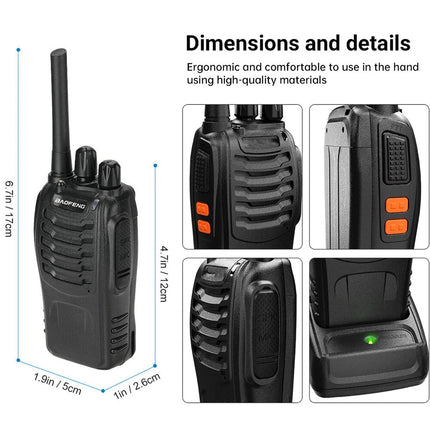 2Set Walkie Talkie Band Handheld Earphones Two Way Radio 400-470MHz 1500MAH
