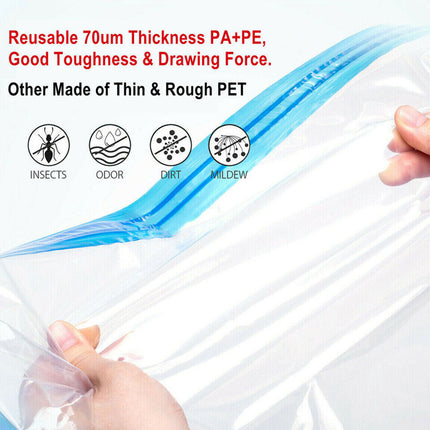 12X Vacuum Storage Bags Clothes Sealer Bags Space Saver Storage Seal Compressing Medium (50 x 70cm)