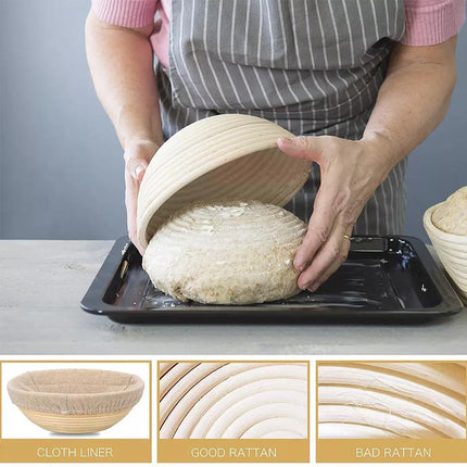 Set Of 2 Round and Oval Banneton Bread Proofing Basket Sourdough Tools Kit
