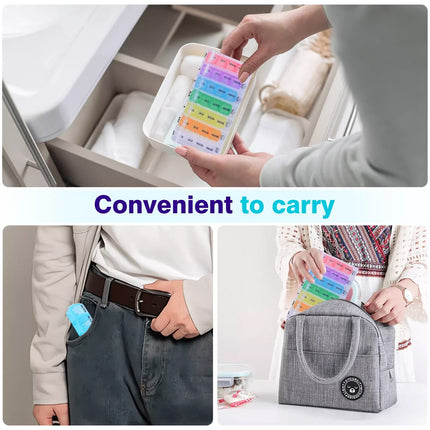 2Pcs Pill Box 7 Day Medicine Tablet Dispenser Organiser Weekly Storage Case Container