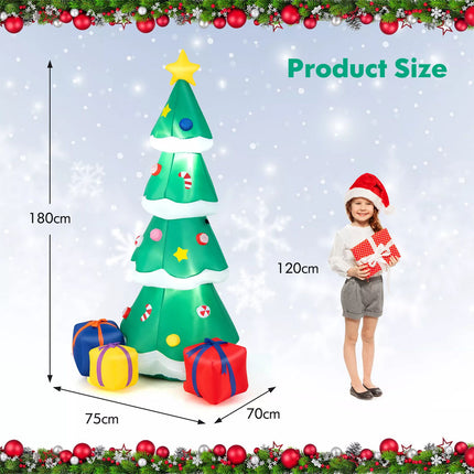 1.8M Inflatable Christmas Tree Decor with Built-in LED Light & Waterproof Blower