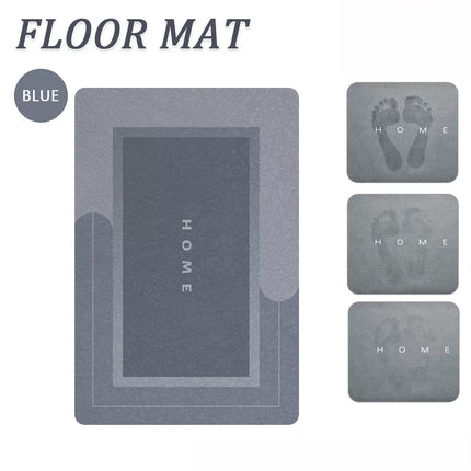 60*90CM Super Absorbent Floor Mat Soft Quick-Drying Non-Slip Diatom Mud Bath Floor Mat Rectangle/Blue